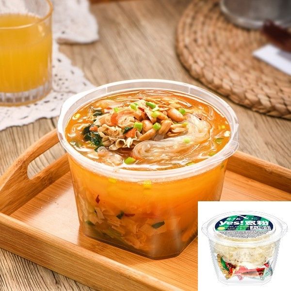 Água Fervente 5 Mins Vermicelli Larga Flat Noodles Instantâneos Com Amendoim E Vermicelli Larga