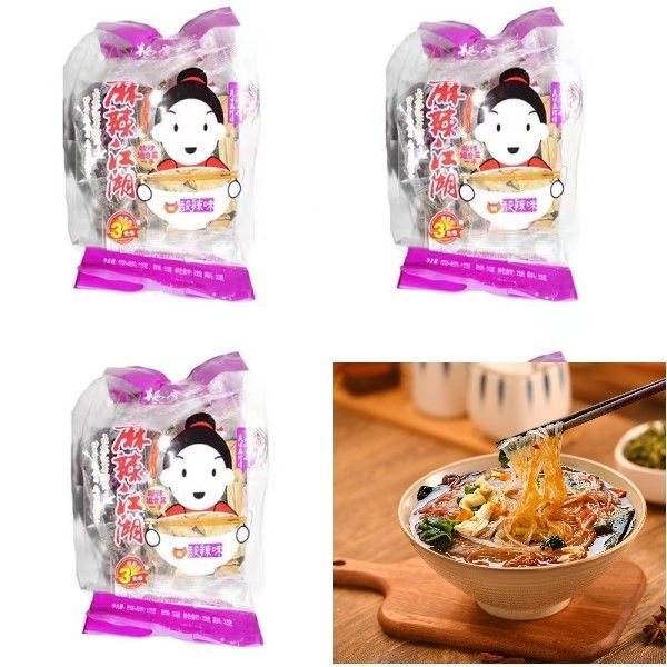 Vermicelli não frito, macarrão instantâneo, especiarias picantes, 12 meses de validade.
